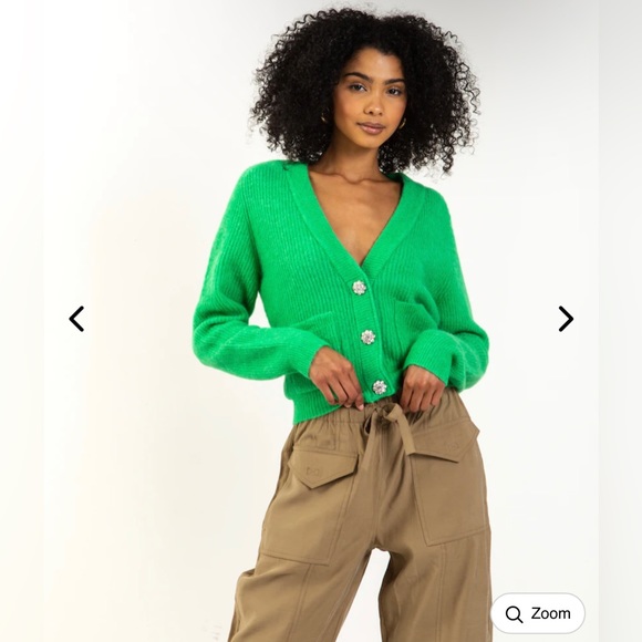 Ganni Green Relaxed Wool Cardigan - Picture 1 of 6